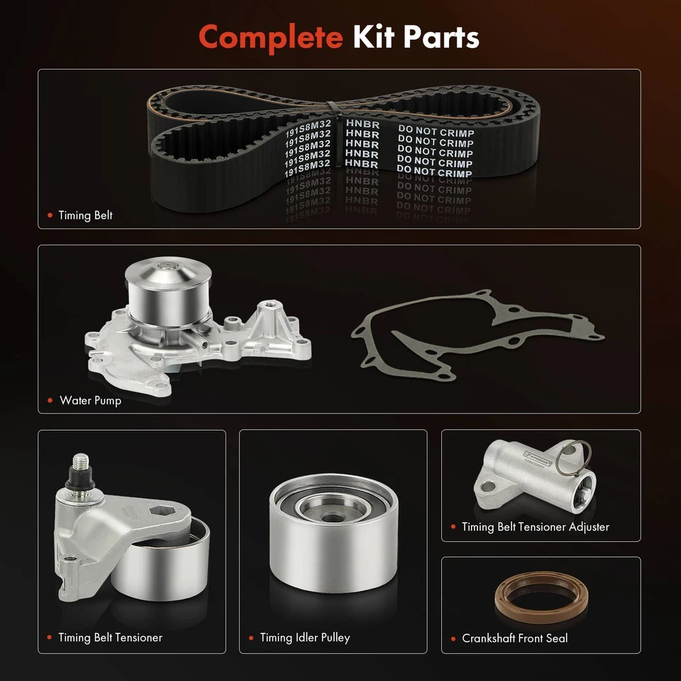Kit de correa de distribución y bomba de agua de 6 piezas para Honda Passport Isuzu Trooper 98-02 Acura Foto 3 de 4