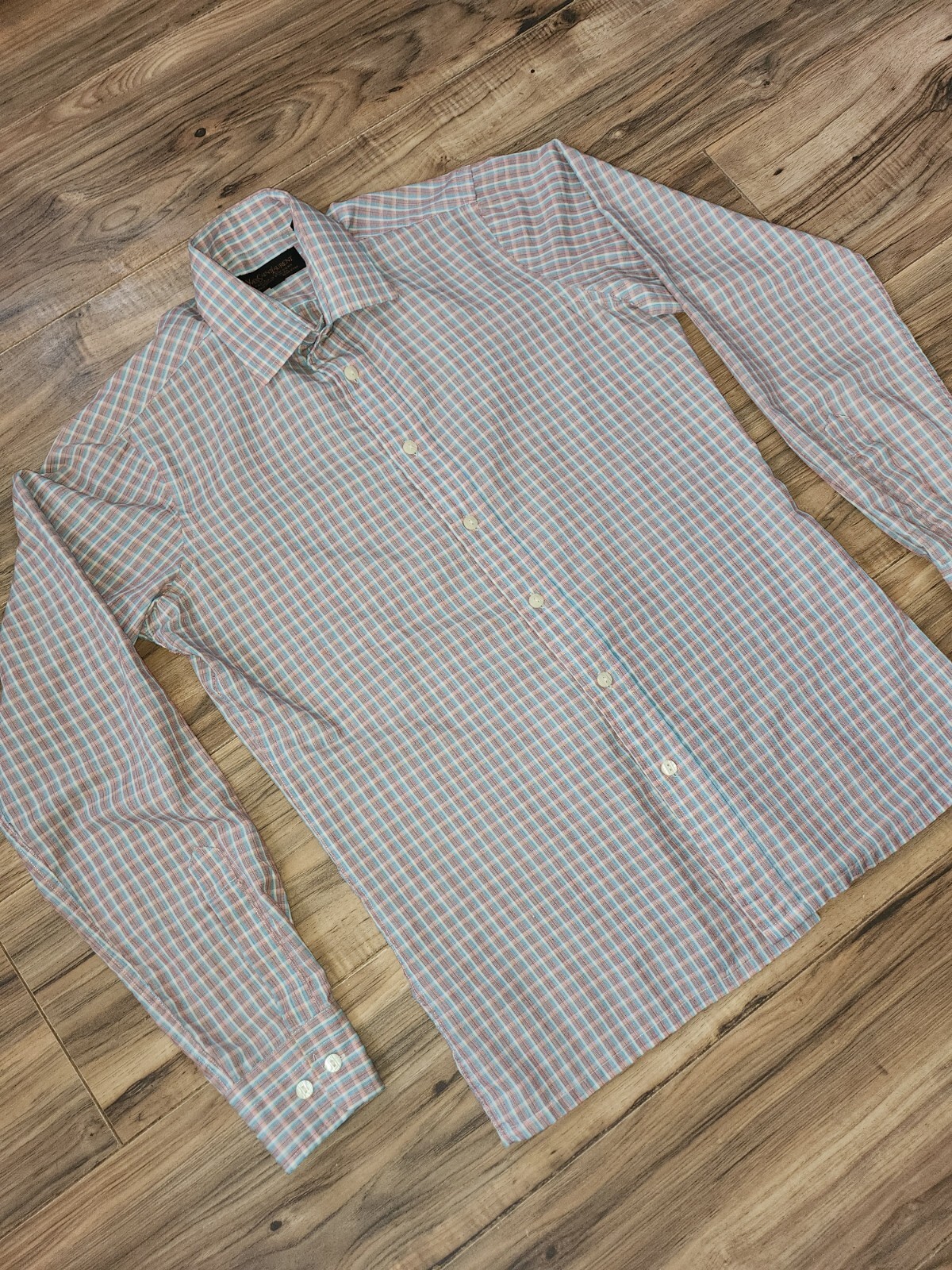 Camicia vintage uomo anni 70 Yves Saint Laurent YSL beige blu cotone 34 35 grande ?