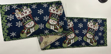 Vintage Christmas Tapestry Table Runner NICE Snowman 68" x 12"