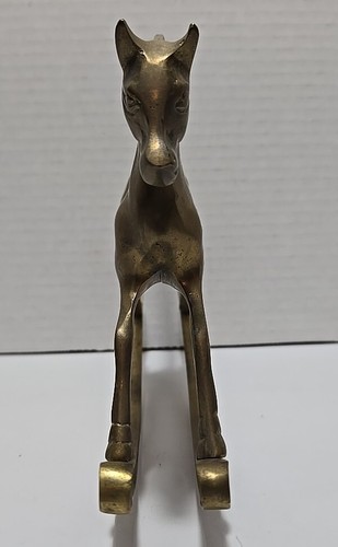 Vintage Solid Brass Rocking Horse Figure Figurine 8" x 5 7/8" - Picture 2 of 12