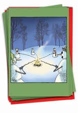 12 Funny Greeting Cards Set 5"x7" w/ Envelopes 1 Design Snowman Marshmallows