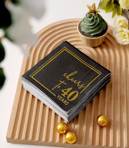 Disposable 3-Ply Cocktail Napkins - 50PK Black & Gold for Upscale Celebrations - Picture 7 of 8