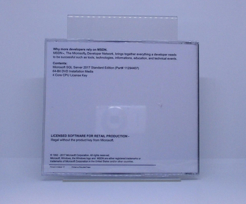 Microsoft SQL Server 2017 Standard with 4 Core License, unlimited User CALs - Image 3 of 3