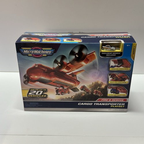 Micro Machines Fire & Rescue Cargo Transporter Playset with Exclusive Vehicle