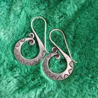 FINE SILVER EARRINGS DANGLE 11g VINTAGE CRAFT SPIRAL SLIDE