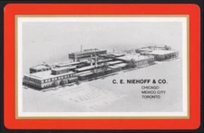 Vintage single playing card C E NIEHOFF and CO orange border Chicago Mexico City