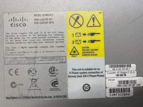 Cisco Nexus N5K-C5010P-BF V03 20-Port Gigabit Ethernet Switch w/ Power Cords - Picture 7 of 7