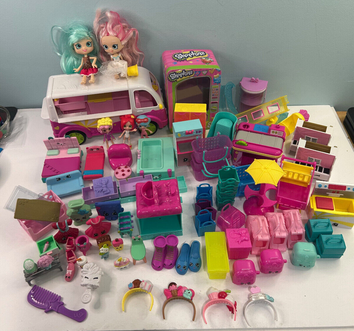Mixed Shopkins Lot- Accessories, Shoppie Dolls, Ice Cream Tr