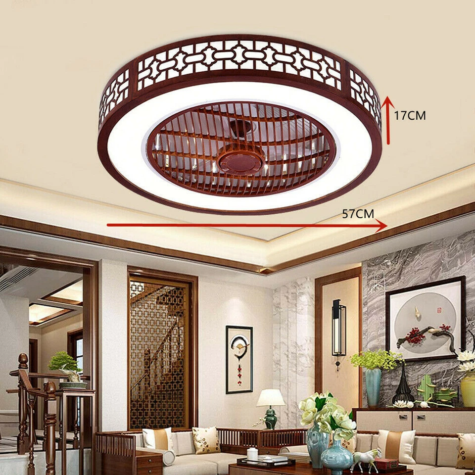22'' Modern Ceiling Fan W/ Remote Control LED Light Flush Mount Chandelier Lamp - Image 4 of 4