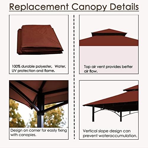 Grill Gazebo Replacement Canopy Roof – Hugline 5x8 Outdoor Grill Shelter Canop - Picture 3 of 4