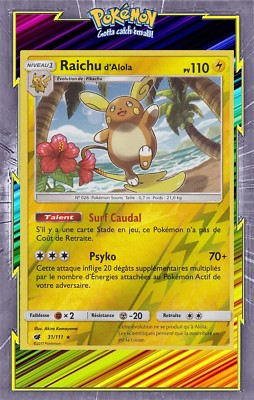 Raichu d'Alola Reverse - SL04:Invasion Carmin - 31/111 - Pokemon Karte Neu Französisch