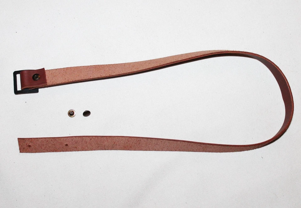 Jugulaire casque de Sapeur-Pompier modèle 1933 cuir brun, repro. - Photo 3/4