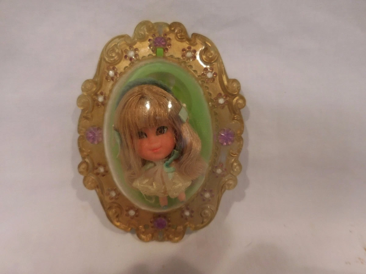 Original Mattel 1966 Liddle Kiddles Flower Mini Gold Locket Doll
