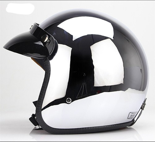 #DOT Chrome Silver Motorcycle Helmet Open^Face Sun Visor Scooter off Road%Helmet - Picture 14 of 28