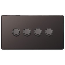 BG Nexus Black Nickel Screwless Flatplate Switches & Sockets Black Inserts 