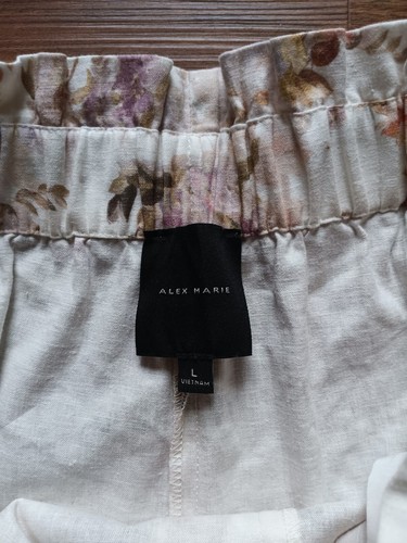 Alex Marie Pants Womens Size L Floral Print Wide Leg Pull On Linen Elastic Waist - Picture 10 of 13