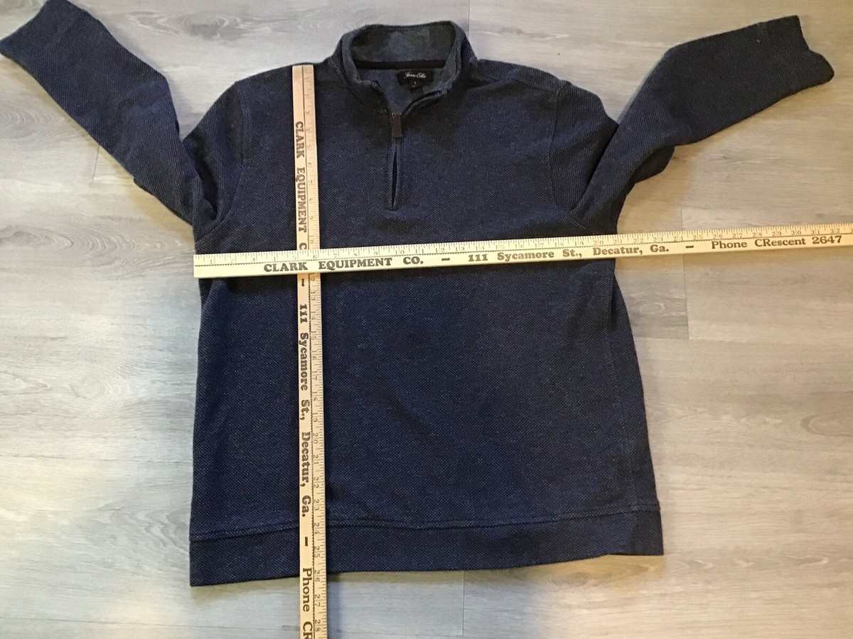 TASSO ELBA Dark Navy Geo Pattern Quarter Zip Knit Pullover Sweater Large L