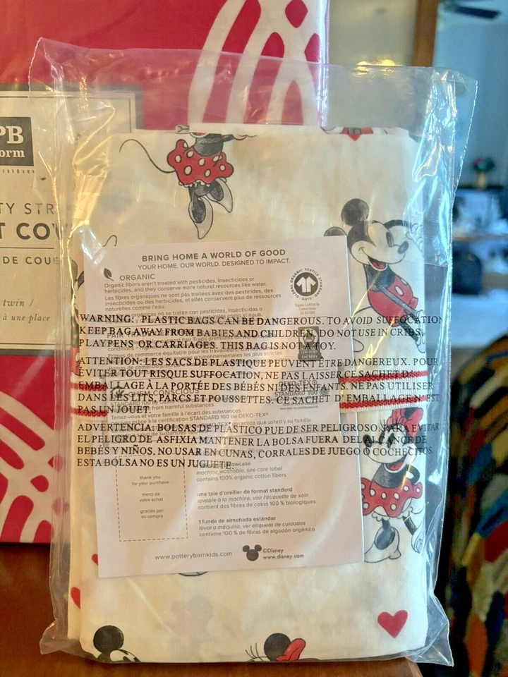 Fronha Pottery Barn Mickey Minnie Mouse + Edredom Rosa Férias Disney CONJUNTO 2h - Imagem 4 de 4