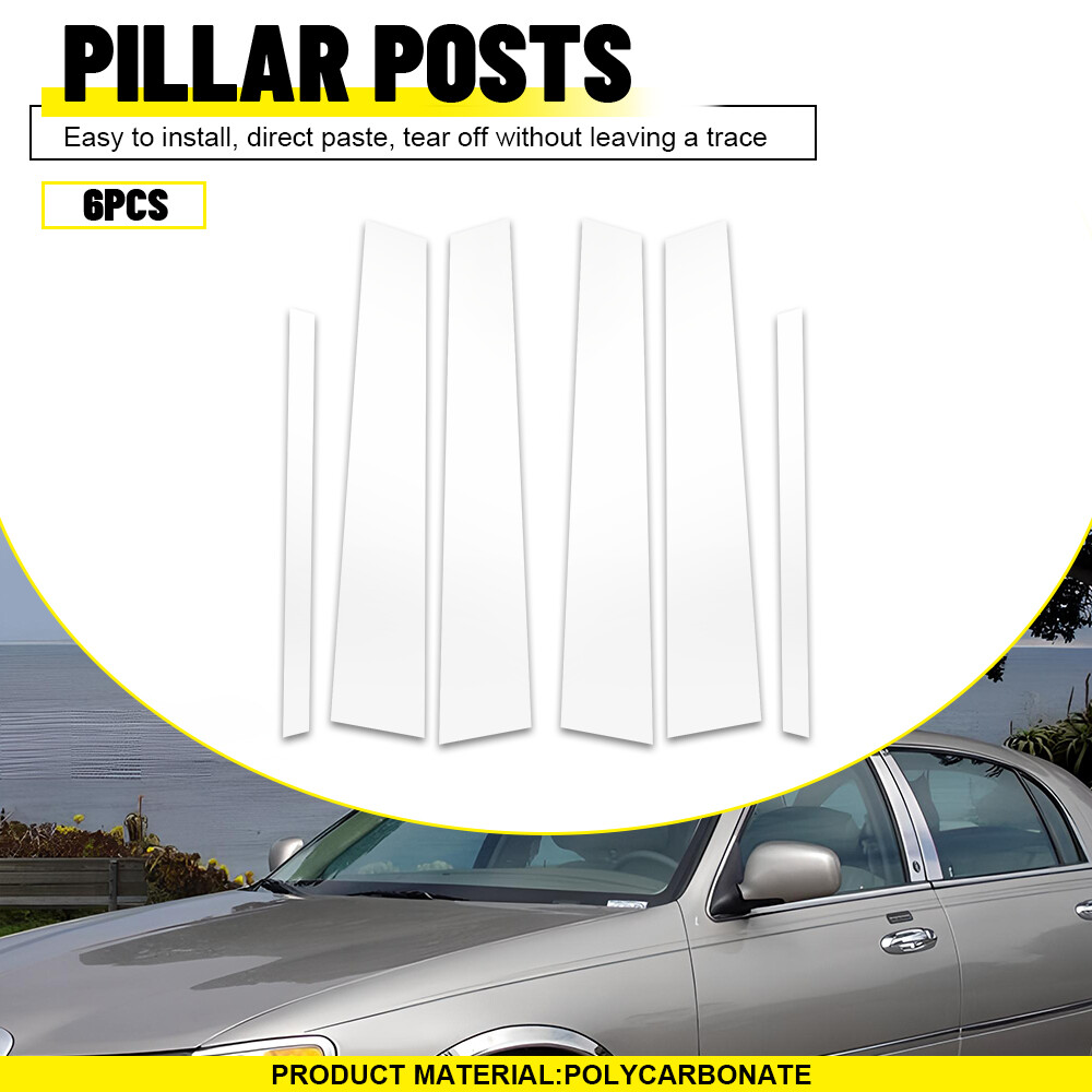 6Pcs For Lincoln Town Car 1998-11 Gloss Chrome Pillar Posts Door Window Cover M