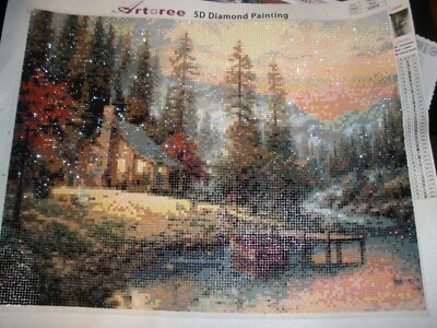 Handmade Diamond Painting Artoree 5D CABIN SCENE-PEACE 13'' x 18''