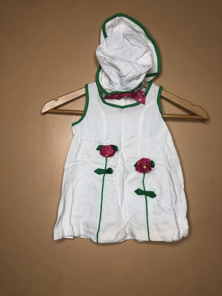 Vestido Peaches N Crema Niñas Pequeñas Talla 3T 3 piezas Blanco Verde Conjunto Sin Mangas Foto 3 de 4