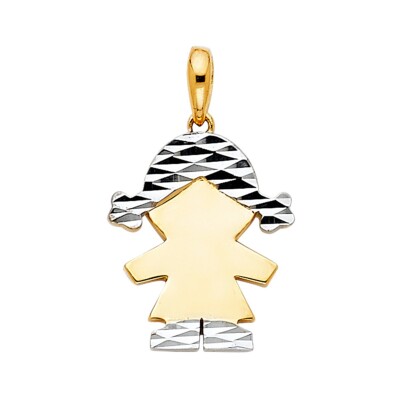 14K Bicolor Gold Mädchen Anhänger