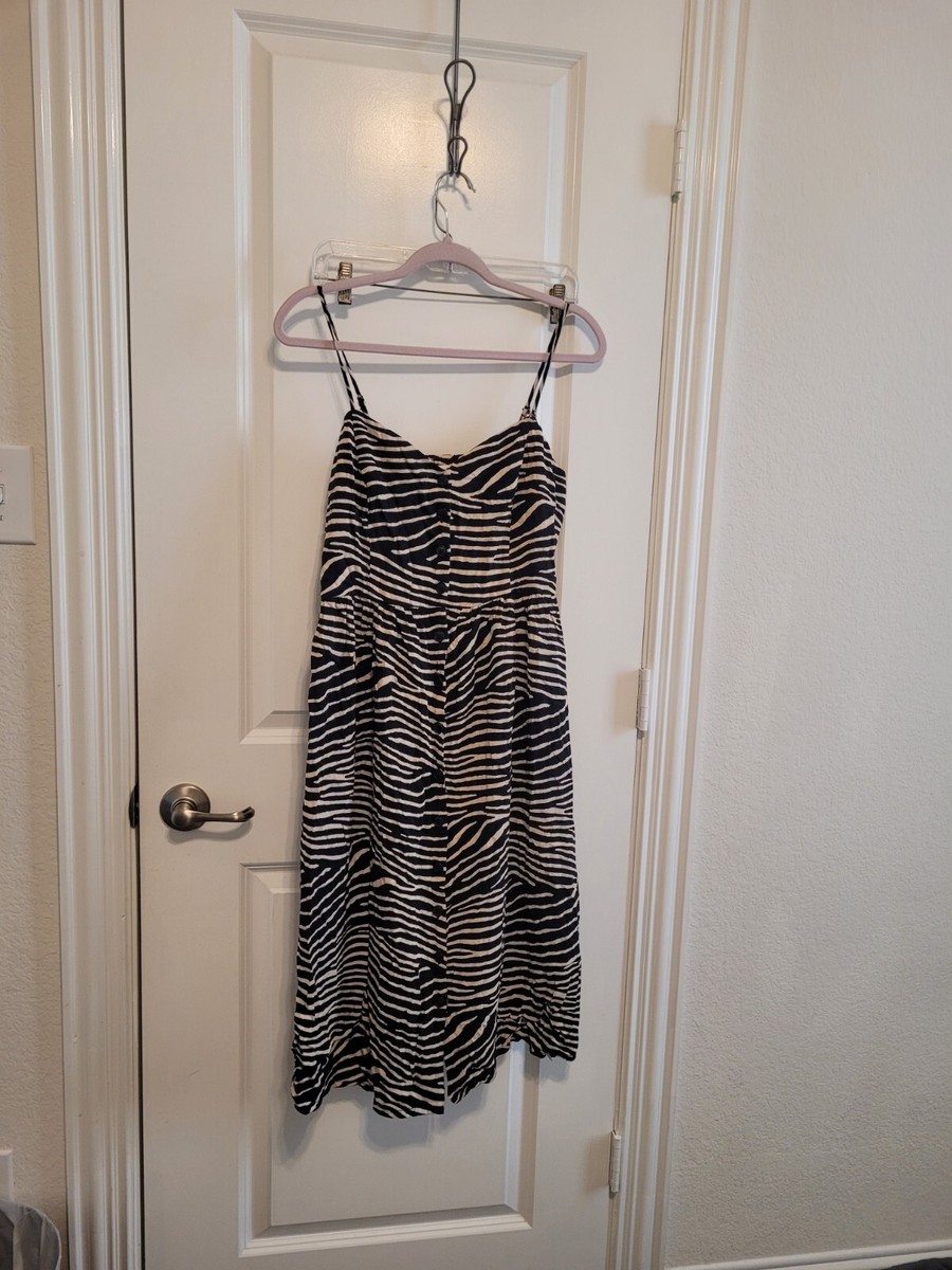H&M Black Tan Zebra striped Sun dress size 10 | eBay