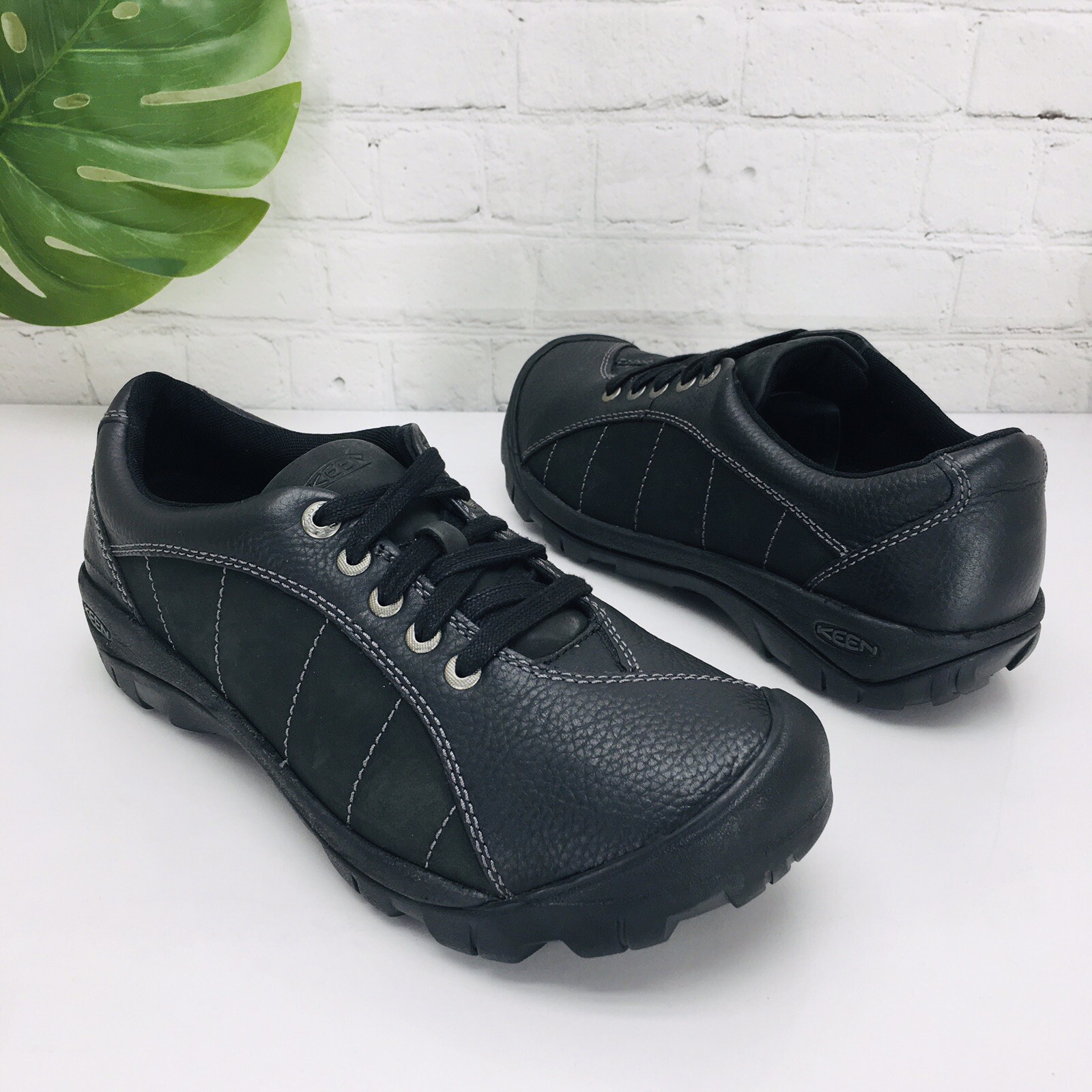 Scarpe stringate Keen donna Presidio pelle nera taglia 9 5 escursionismo lavoro 1011400