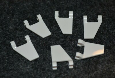 6 ~ 2x2 White Tapered Flag / Pendant w 2 Clips Bricks ~ New Lego Parts ~