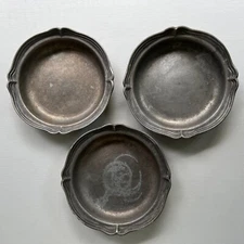 Set of 3 Bon Chef Scalloped Pewter 9" Dinner Plates Augusta NJ