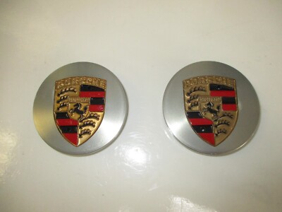 Porsche 911 964 944 928 Silver Crest Metal Wheel Centre Caps