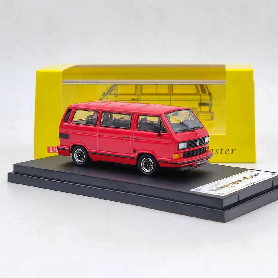 Master 1:64 Porsche B32 VW T3 Multivan 1985 Van modelo fundido carro de brinquedo presente vermelho - Imagem 2 de 4