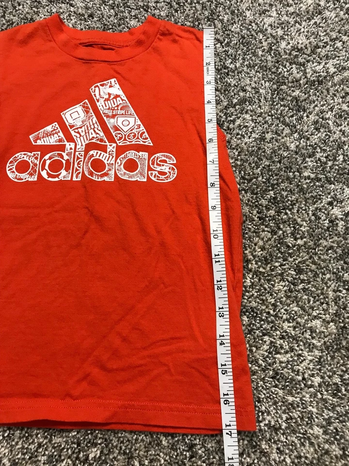 Adidas Youth Boys Orange Sleeveless Cutoff T-Shirt Size: 5 - Image 4 of 4