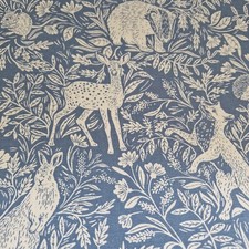 Canvas Fabric Blue White Country Animals Print Curtain Cushion Fabric Material