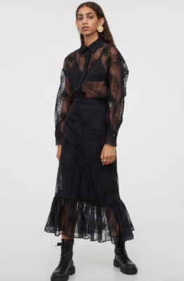 H&M X SANDRA MANSOUR EMBROIDERED ORGANZA SKIRT 