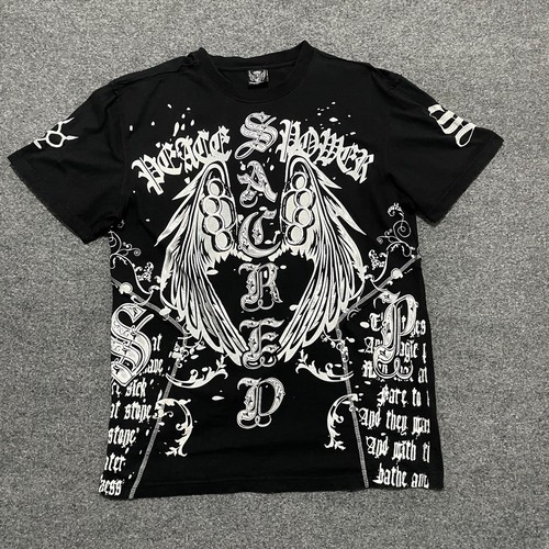 Raw Blue Men's XXL Graphic T Shirt Black White Y2K Grunge Dark Luxury Hip Hop