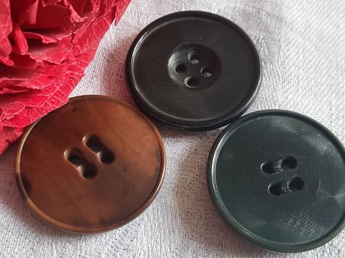 Lot De 5 Gros Boutons Vintage Marron - Diamètre 2,7 Cm - Réf 5009 - Occasion