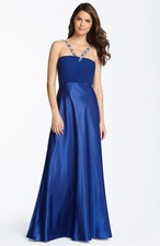 Adrianna Papell Embellished Jersey  Satin Gown Sz 8 Regal