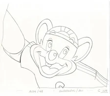 Chuck E Cheese Pizza Commercial Production Animation Cel Drawing 2005 E-034
