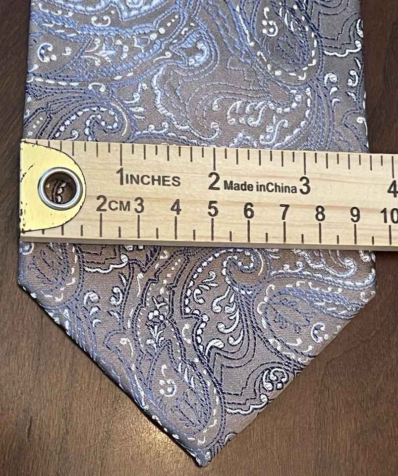 Corbata para el cuello Platinum Designs marrón azul hecha a mano 100 % seda para hombre hecha en China Foto 4 de 4