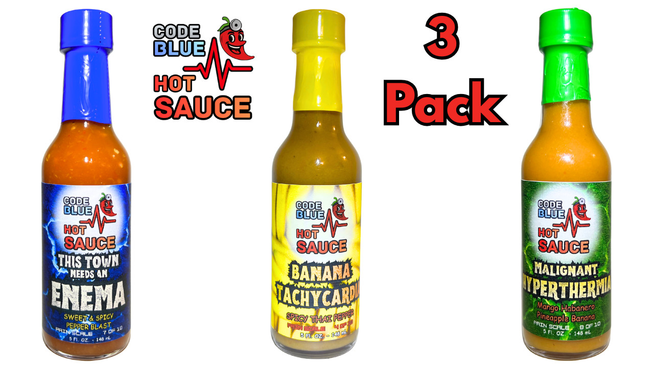 3 Pack From Code Blue Hot Sauce - 5 Oz Bottles