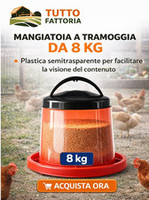 Mangiatoia a tramogia semitrasparente da 8 kg per galline e avicoli 