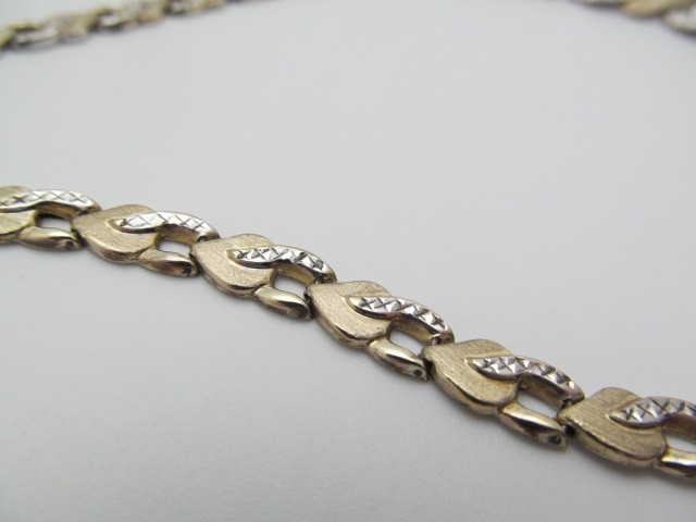 925 Sterling Silver 14K Yellow Gold Turkey XO Hugs & Kisses Linked Necklace