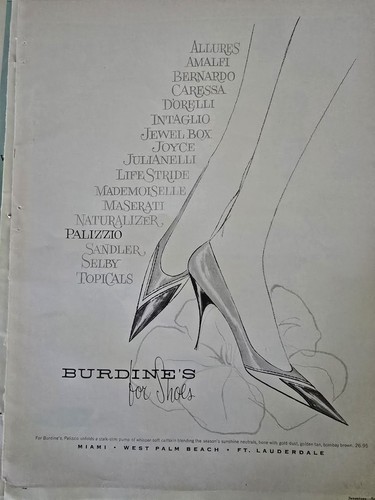 1961 Women's Palizzio Shoes Burdine's Florida Vintage Fashion Art Ad