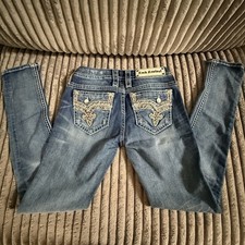 Rock Revival Betty Skinny Jeans Embellished Flap Pockets Blue Women  s 26x30