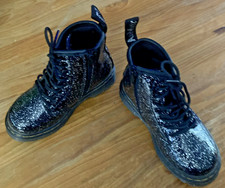DR MARTENS KIDS 1460 J COSMIC GLITTER SIDE ZIP BOOTS SZ US/8 UK 7 Bouncing Soles
