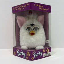 Tiger Electronic Furby Model 70-800 All White Pink Ears Grey Eyes New with Box