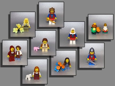 LEGO  Figuren Ritter König Löwenritter Dorfbewohner Mittelalter Kinder Eltern