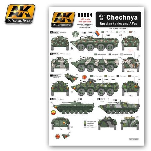 War in Chechnya Russian Tanks & AFVs Transfers - AK Interactive - Brand New