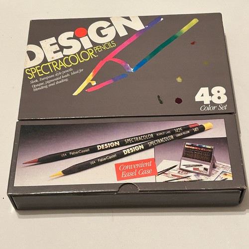 Rare Design Spectracolor Colored Pencil Set of 48 Mostly Unused Easel Case Box